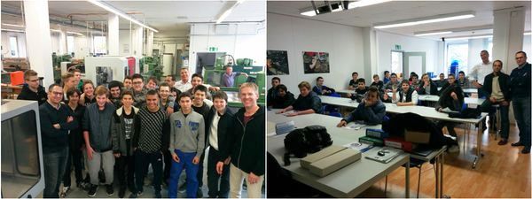 Centre de Formation de Brombach-Lörrach, de gauche à droite : un atelier ; une salle de cours